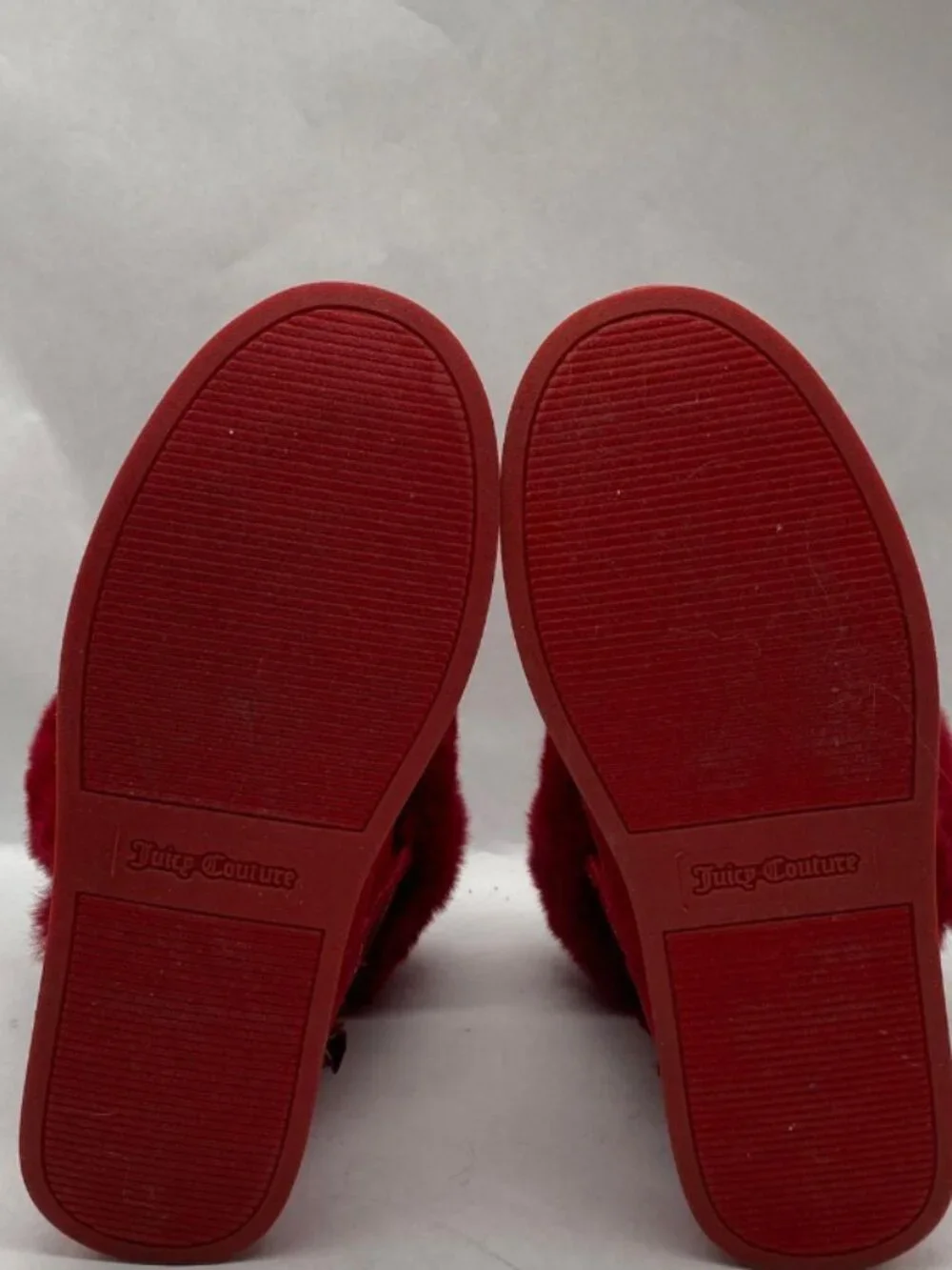 ✨ Juicy Couture Red Faux Suede Fur Lined Winter Snow Ankle Boots Size 8 ✨